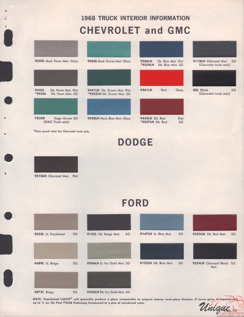 1968 GM Truck And Commercial Paint Charts DuPont 3